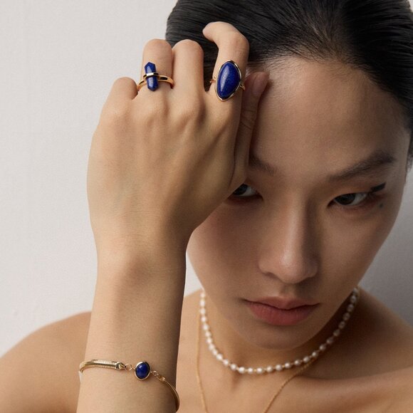 ✨ Artisan Original Lapis Lazuli Crystal Point Ring | S925 Gold Minimalist - Picture 13 of 14